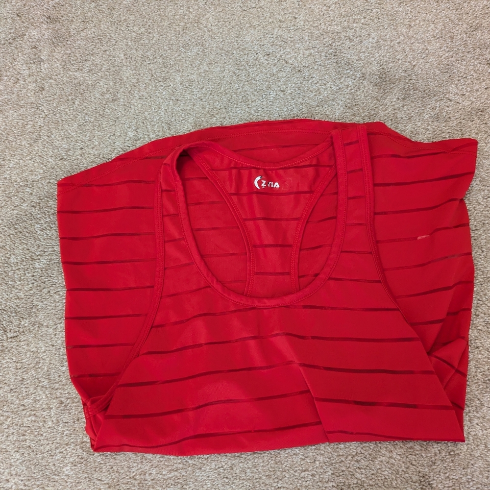 ZYIA Red Striped Women's Tank Top - Picture 3 of 3